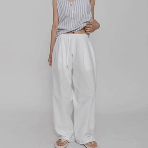 Binder Wide Pintuck Linen Cotton Trousers
