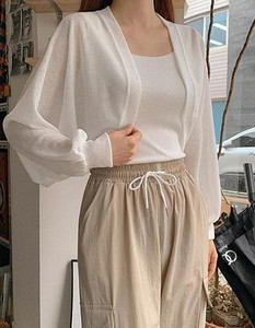 Subtle see-through long sleeve bolero cardigan