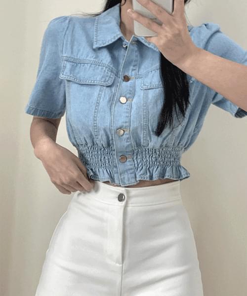 Togo Denim Banding Short Sleeve Jacket