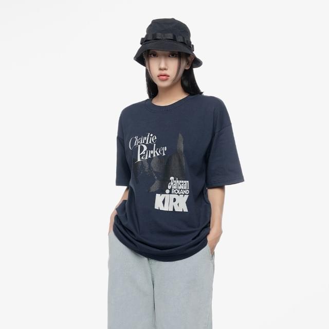 Big Size 55-99 Neron Cat Printing Overfit Short Sleeve Tee
