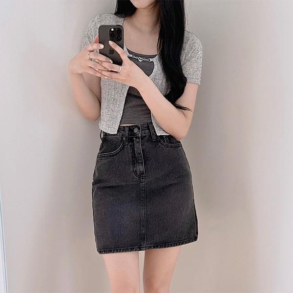 Banda, denim mini skirt (Ships Today)