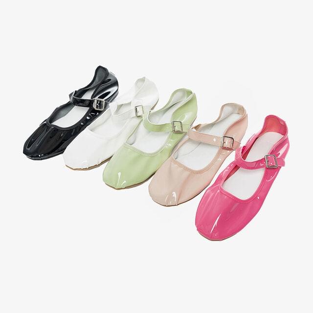 Heidi Enamel Glossy Mary Jane Flat Shoes
