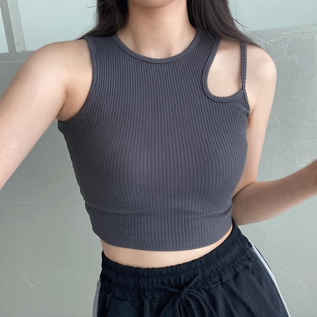 1+1] Betan Slim Ribbed Split Cropped Sleeveless Sleeveless [Summer New Item/Festival Look/Water Night Cody/Summer Mood/Water Play