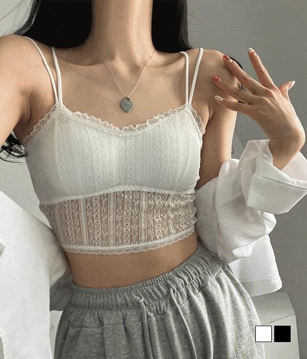 Marilyn Layered Capped Crop Lace Sleeveless Bra Top