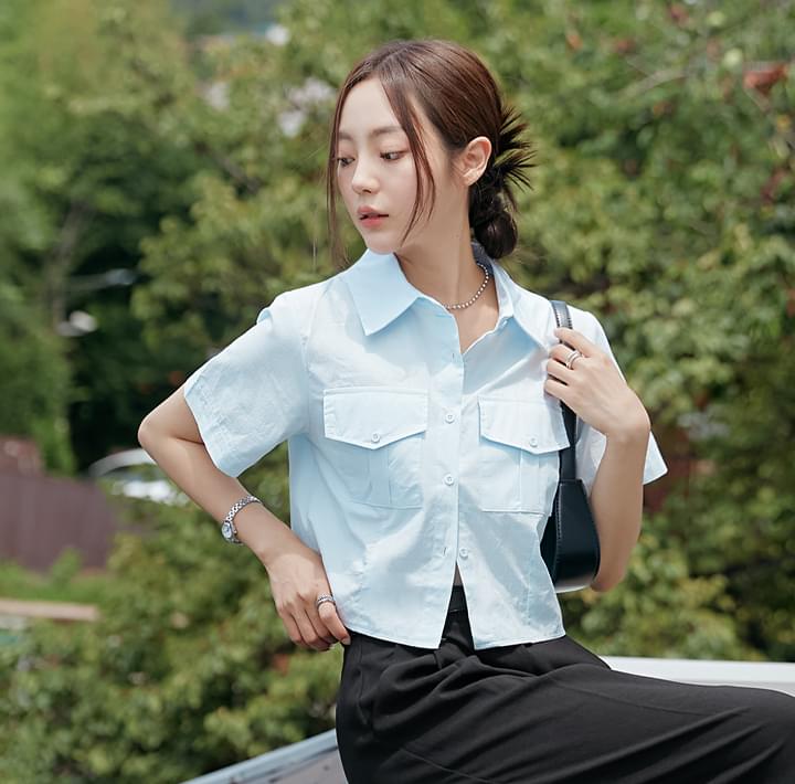 Off Cotton Pocket 1/2 Shirt