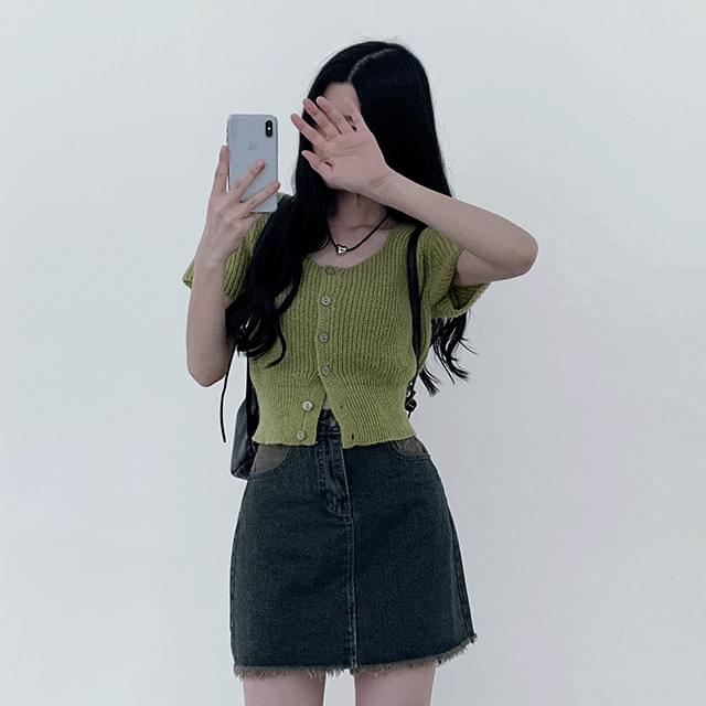 Bona Loose-fit Crop Short Sleeve Knitwear Cardigan [Summer Knit/Summer Mood/Picnic/Festival/Vacation/Rain Boots Cody