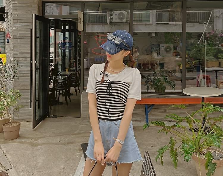 Lanter Spandex Knitwear Striped Tube Top