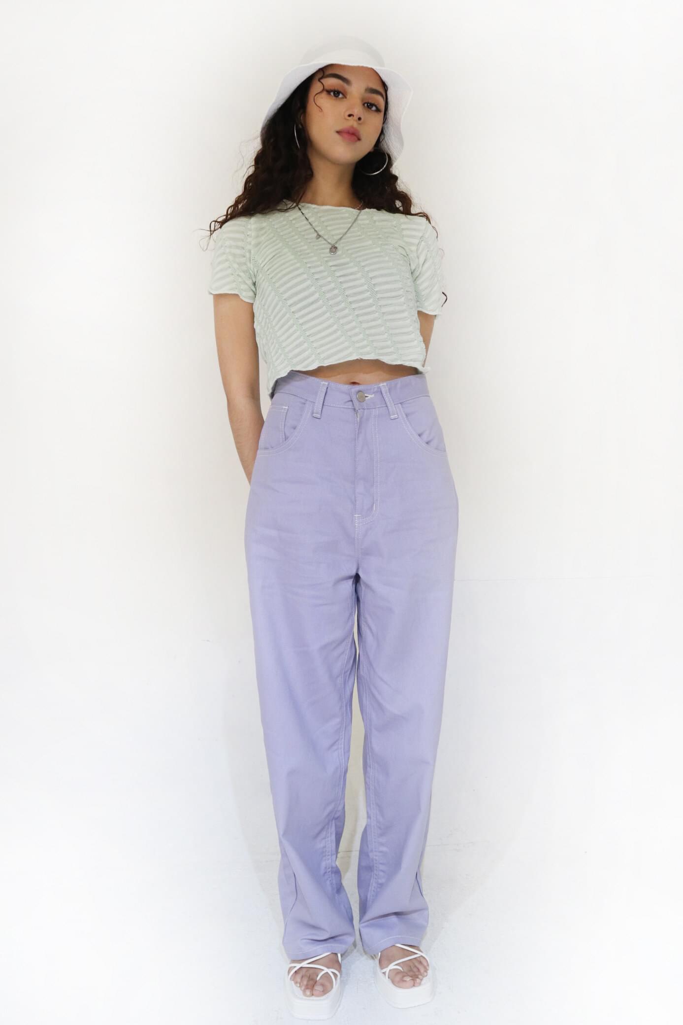 Color Wide Cotton Pants