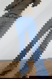 shirring bootcut denim pants