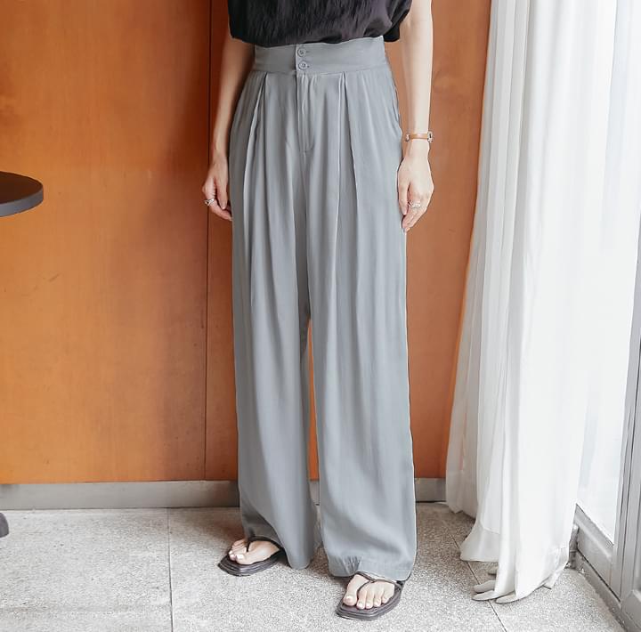 Karan Linen Pintuck Wide Pants