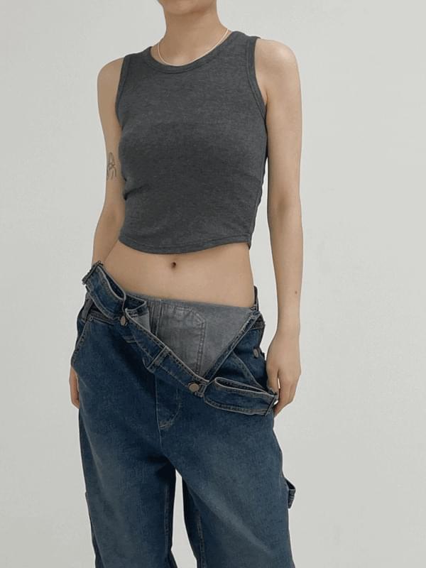 Round Ribbed Sleeveless Sleeveless 