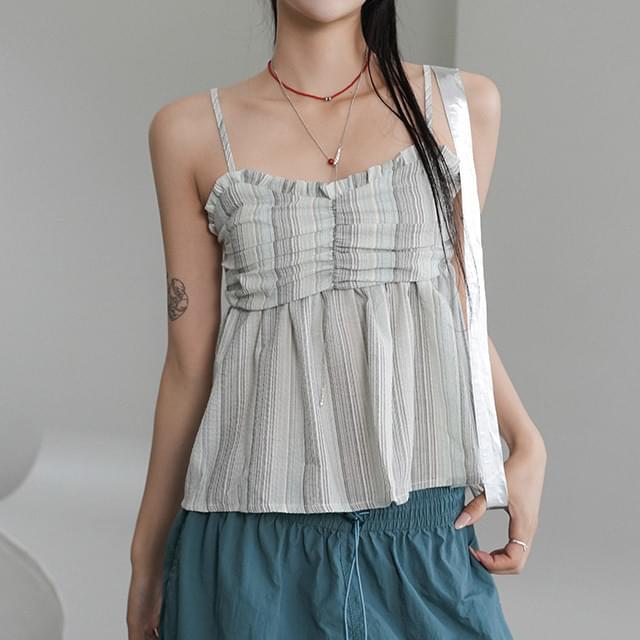 L O Shirring Sleeveless Blouse