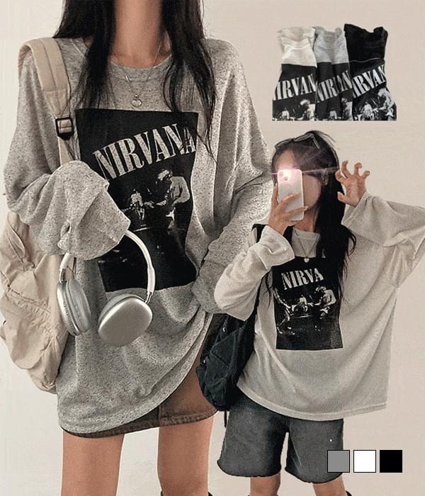 Havana hip y2k printing see-through linen long sleeve Loose-fit slab t-shirt