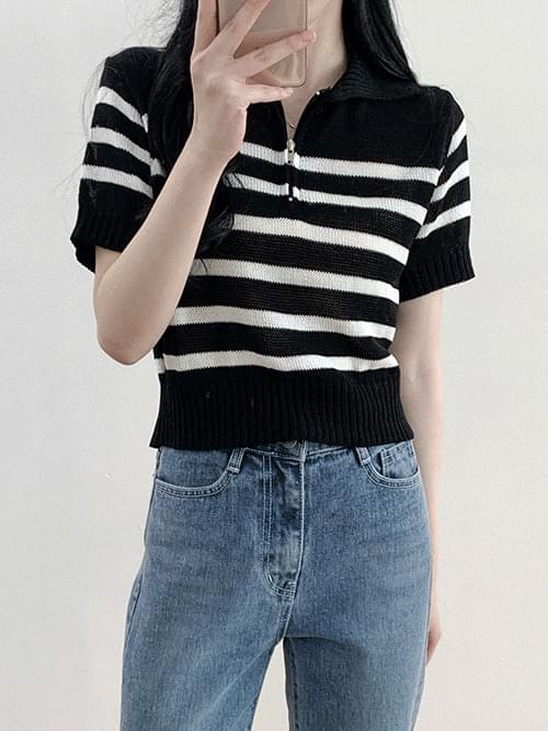 Summer half zip-up short sleeve Knitwear, summer knit T#YW1092