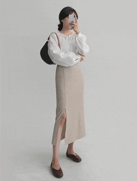 Int slit long skirt -2color/2size