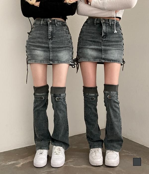【in a row】Denim corset leg warmers gifteabox - Hip & Chic, unique denim corset skirt banding