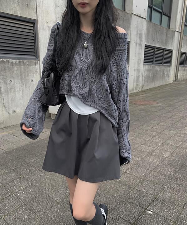 Dayo Wave Crop Knitwear Sleeveless Set
