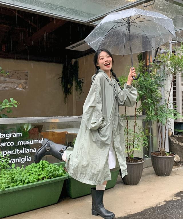 Mosh Nylon Rain Hooded Jacket - 3 color