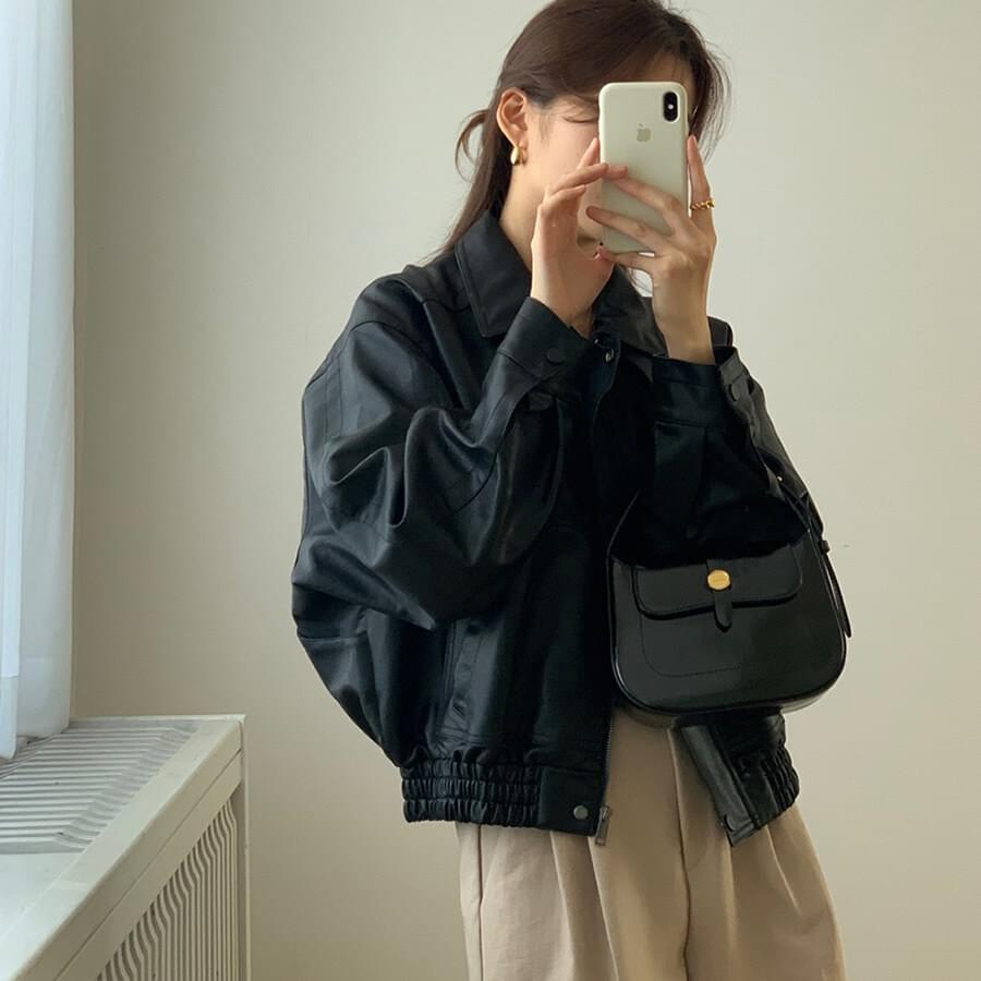 Toil leather blouson