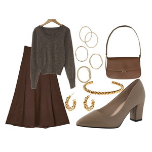 skirt,knitwears,heels 코디