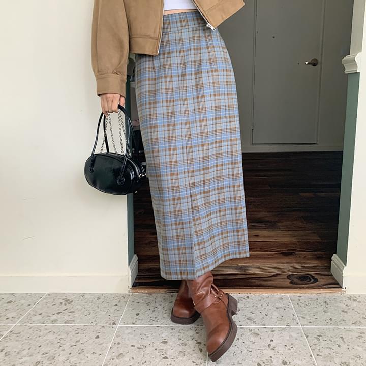 Niel pocket check long skirt