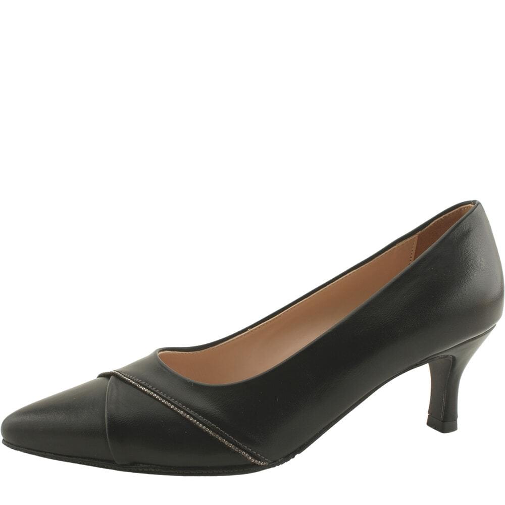 Cubic line stiletto heel middle heel 6cm black