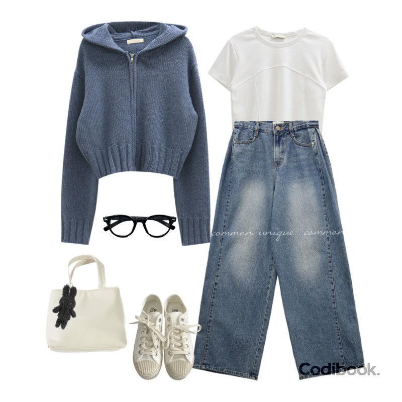 DAILYJOU 돌먼 스니커즈 - 3 color,DAILYJOU 어텀브리즈 뿔테 안경 - 4 color,DANGDANG GIRL 아도 미니멀 스퀘어 투웨이 미니 백등을 매치한 코디