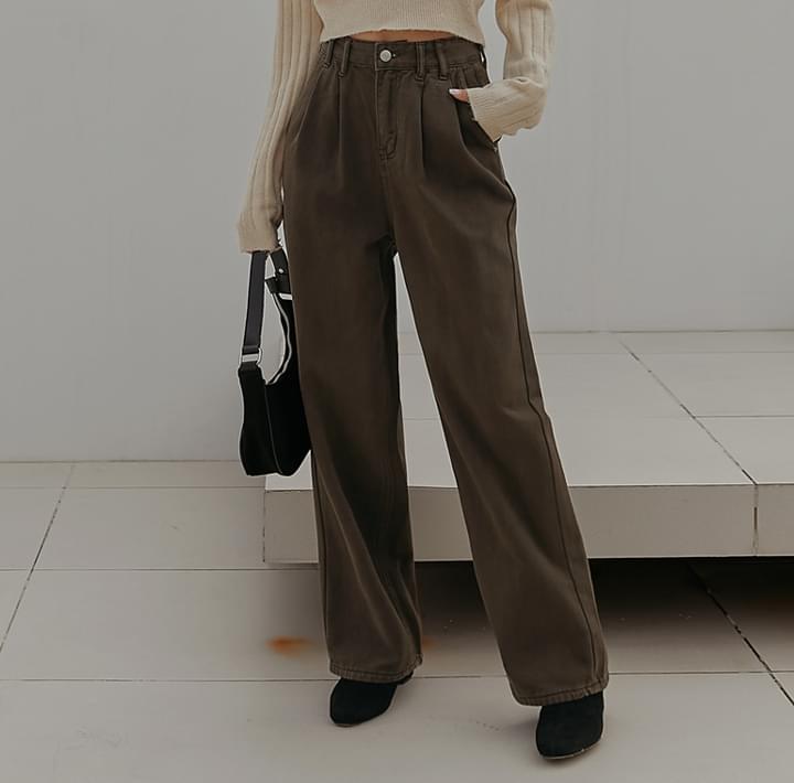 common unique - Ridden Pintuck Wide Cotton Pants - Codibook.