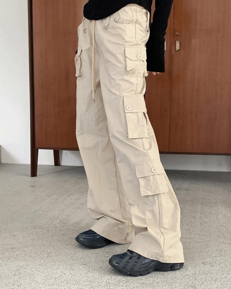 【WONDER WONDER】Gento Mini Pocket String Nylon Cargo Pants wonderwonder - Gento mini pocket string nylon cargo pants