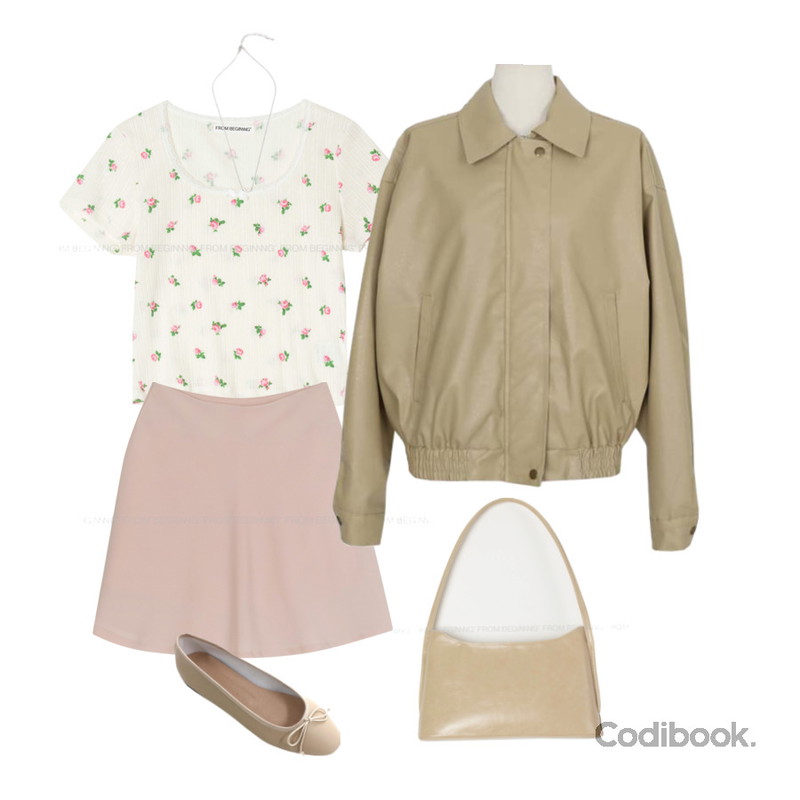 From Beginning 미니진주 포인트목걸이 (2color),WONLOG 미에르 플랫(shoes),From Beginning 로즈 아일렛레이스티셔츠 (2color)등을 매치한 코디