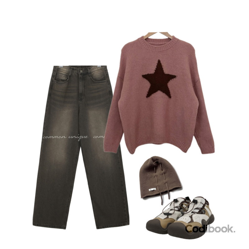 DAILYJOU 핀터드 메쉬 스트링 스니커즈 - 3 color,common unique 토프 빈티지 워싱 와이드 데님 팬츠,kim9hope wool line beanie등을 매치한 코디