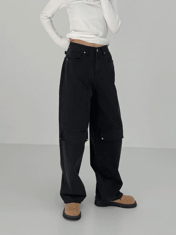【INCHANT ME】[unisex] Mini Pocket Fertig Wide Pants Unique Bargains Women Plus Size Palazzo Stretchy High