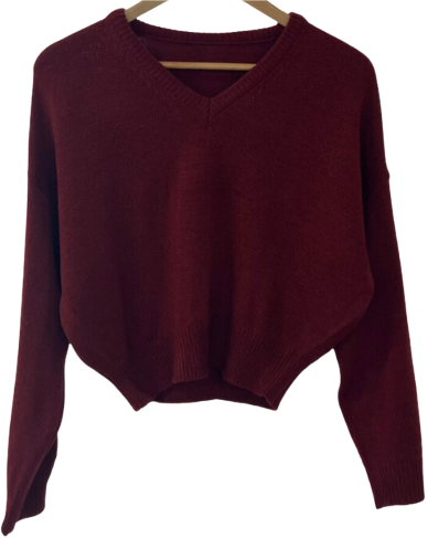 Flowing, slender fit, cropped V-Neck Knitwear 