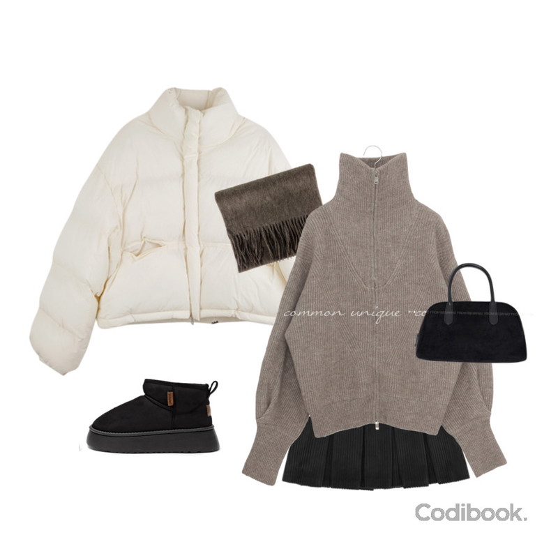 common unique 조지아 코듀로이 플리츠 미니 스커트,heyrozy doson - 웜폭닥머플러muffler (9color),From Beginning 레비 스웨이드토트백 (2color)등을 매치한 코디