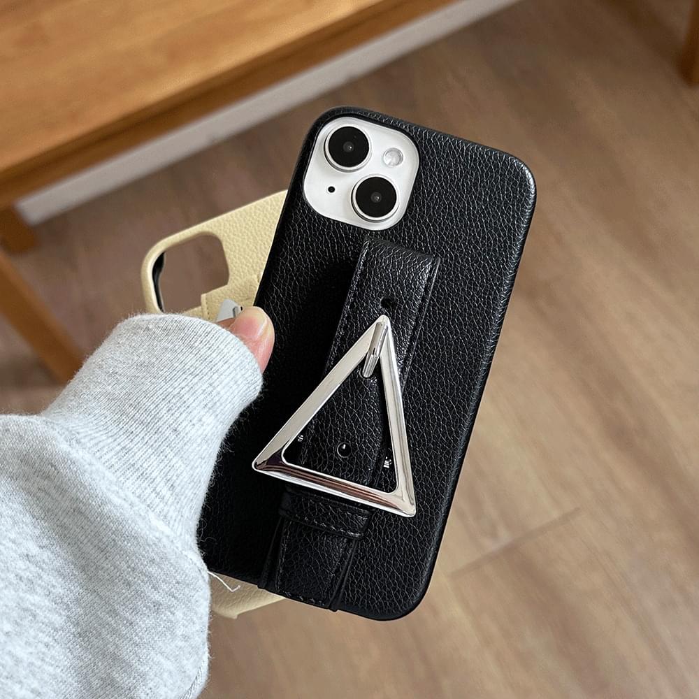 Triangle leather strap belt color iPhone case