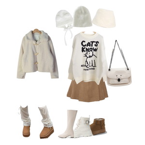 스커트,니트,부츠 코디