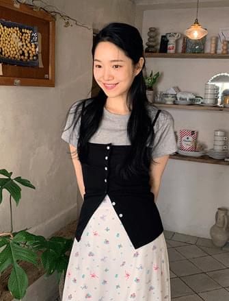 Button-off Ribbed sleeveless top