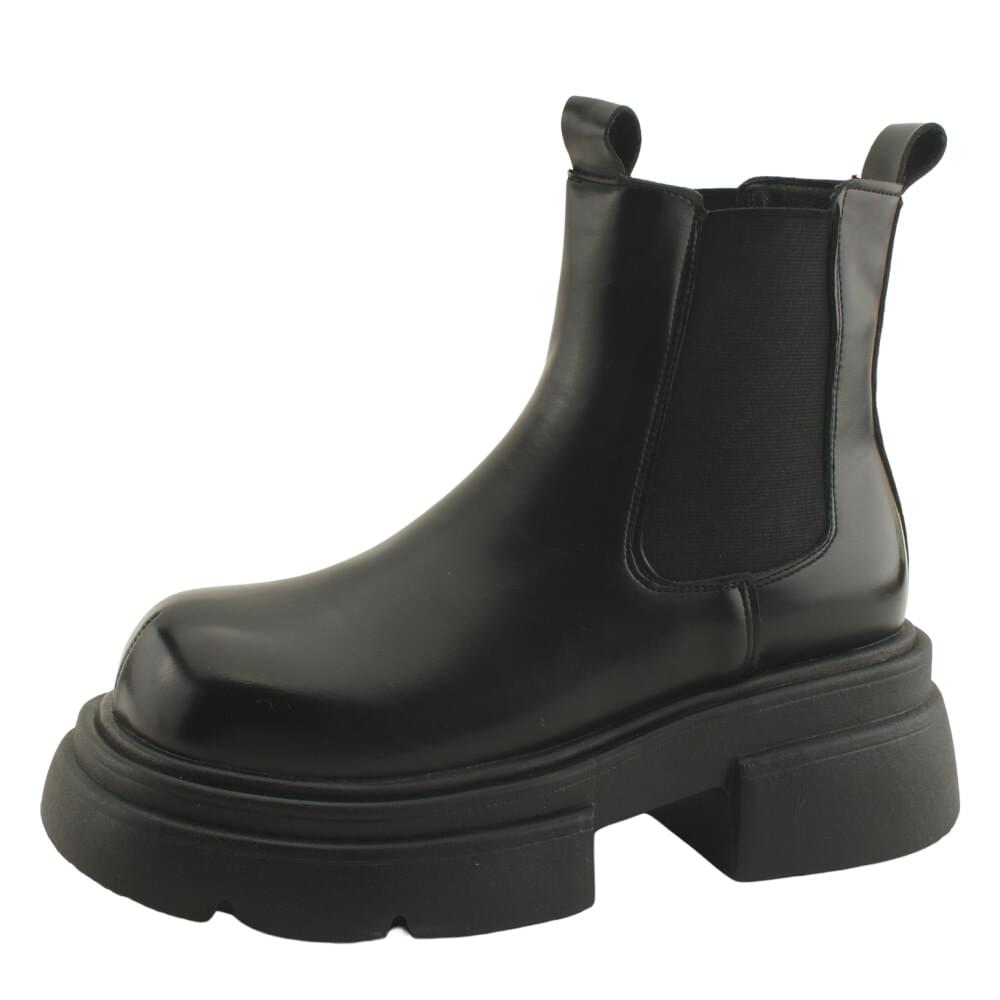 Platform middle heel banding Fleece-lined Chelsea boots 6cm black