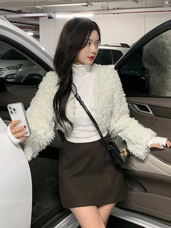 로웰브 뽀글 퍼 볼레로 (3color)
