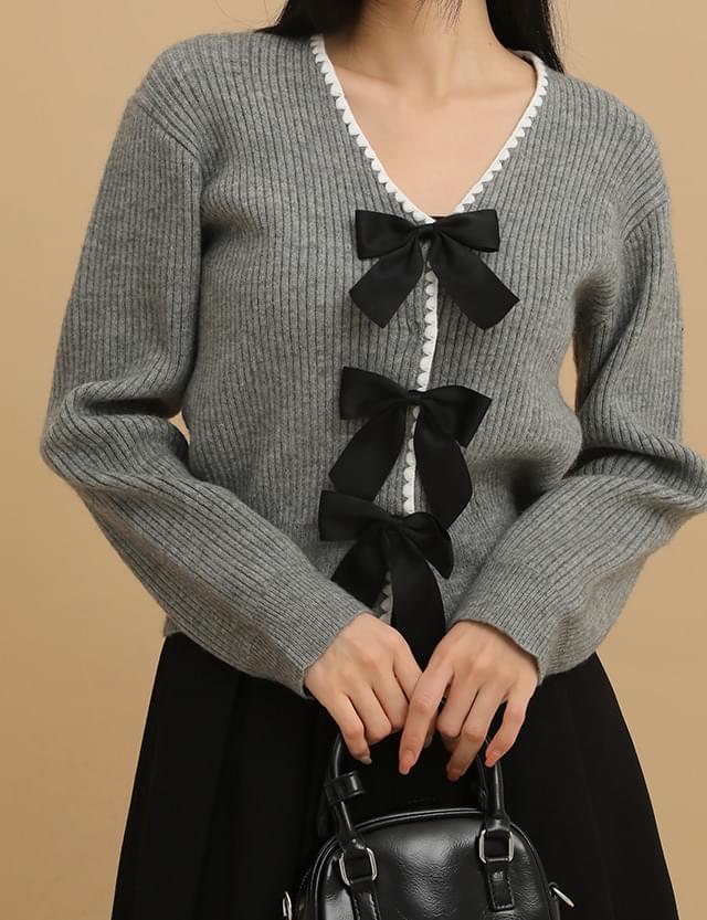 Cats Ribbon Knitwear Cardigan 73177