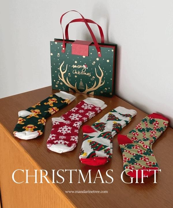 Santa Rudolph Christmas gift year-end gift gift box winter socks 4 colors