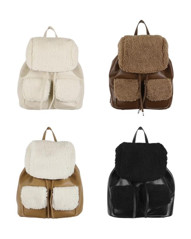 Nil toe cozy fleece foam leather color combination pocket backpack