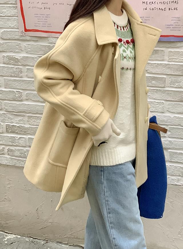 Promy double button Loose-fit half coat 73318 大衣
