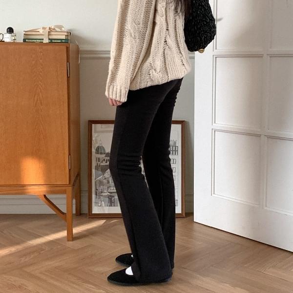 イキルス起毛ブーツカットバンディングパンツ