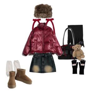 Ootddaily,Rainyday,Newyear,Trendy,Holiday,Cafe,Jacket,ballet,balletcore,ribbon,red,Y2K,Daily,brown,black,skirt,ugg,Dailylook,outfit 코디