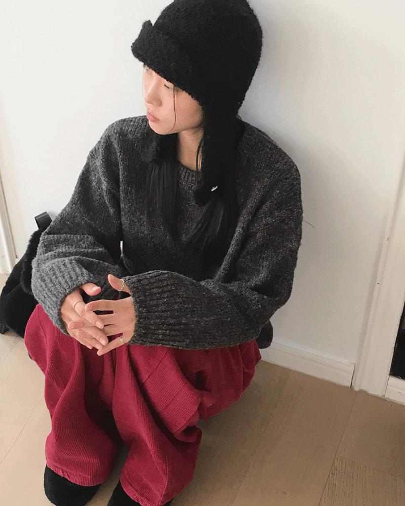 Marson Basic Bokashi Round Loose-fit Long Sleeve Knitwear 