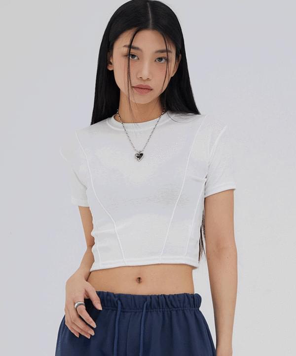 Front pin tuck short sleeve t-shirt 2 colors