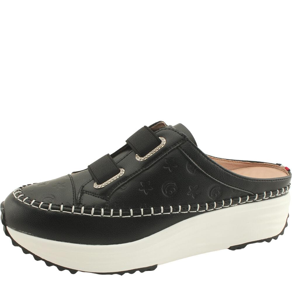 Cowhide banding sneakers mule height-increasing bloafers 5cm black
