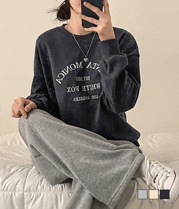 Santa Monica, daily lettering embroidery overfit Sweatshirt