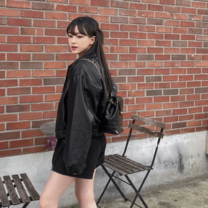 Luxury leather mini buckle two-chain backpack gold chain bag shoulder bag tote bag bobusang minimal classic